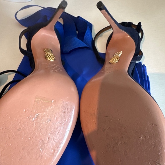 Aquazzura Blue Suede and Sequins Disco Thing Ankle Wrap Sandals Size 40 - Picture 3 of 7